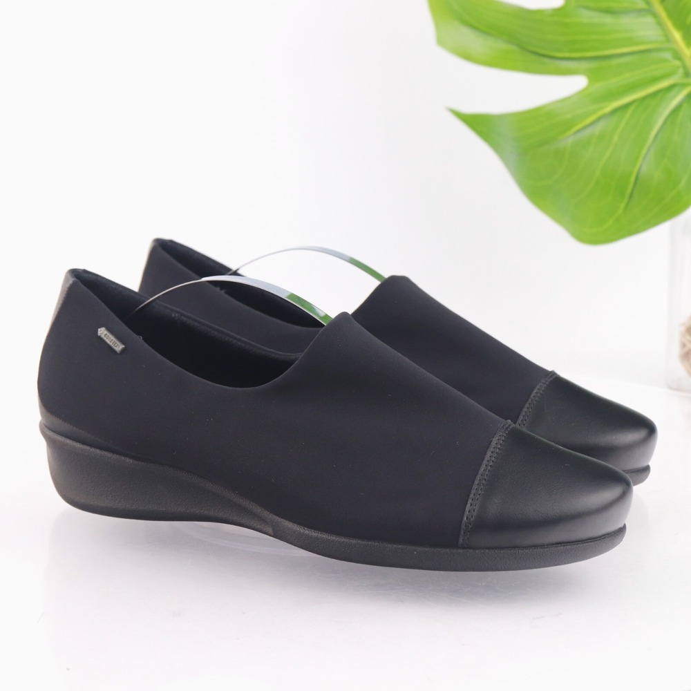 Ecco Womens Rise GTX Loafers Size 39 8 Waterproof Black Low Wedge GoreTex Shoes